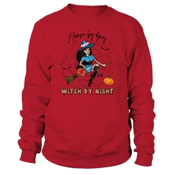 Nurse By Day Witch By Night Halloween Sweatshirt