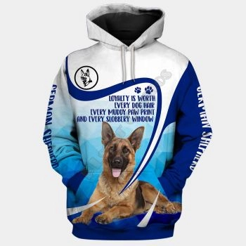 Vintage  Blue White Dog Pattern Animals Hoodie