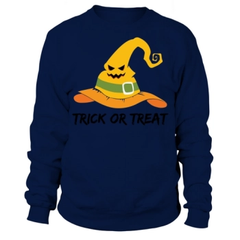 Witch Hat Pumpkin Face Trick Or Treat Funny Halloween Sweatshirt