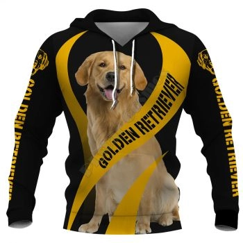 Cute And Loose Black Yellow Dog Pattern Animals Hoodie