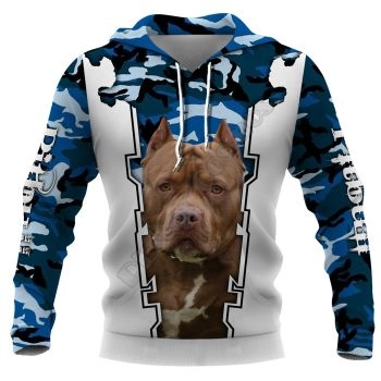 Precious Blue White Dog Pattern Animals Hoodie