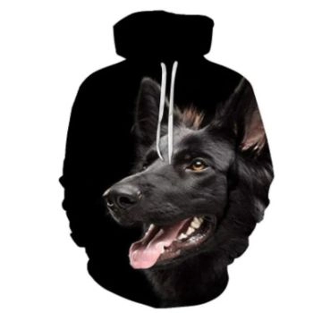 Oversize Black Dog Pattern Animals Hoodie