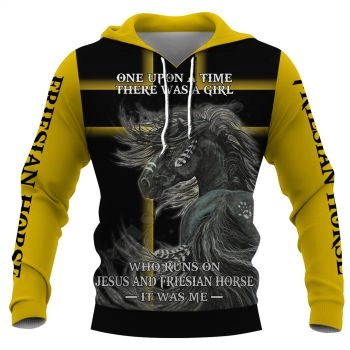 Fashion Black Yellow Horse Pattern Animals Hoodie