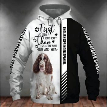 Precious And Gorgeous Black White Dog Pattern Animals Hoodie