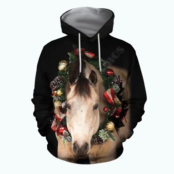 Popular And Vintage Brown Black Horse Pattern Christmas Hoodie