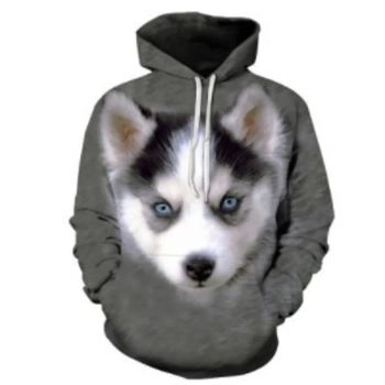 Loose And Gorgeous Grey Dog Pattern Animals Hoodie