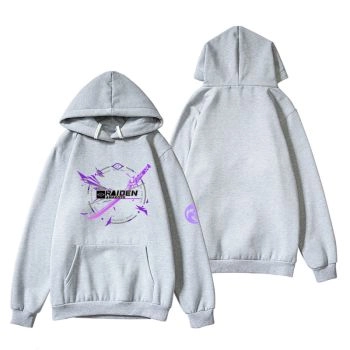 Versatile Genshin Impact Game Raiden Shogun Grey Hoodie