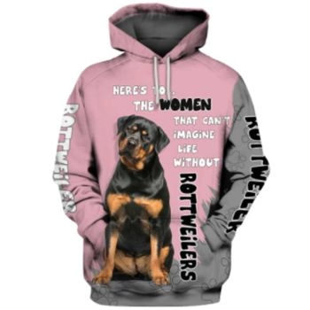  Loose And Gorgeous Pink Dog Pattern Animals Hoodie