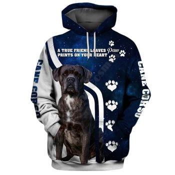 Street White Blue Dog Pattern Animals Hoodie