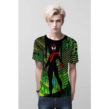 Radiant Green Spider Man Miles Morales T-Shirt: Embrace the Power