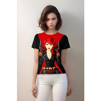 Black Widow Red Hourglass Shirt - Black - Bold and Mysterious Design