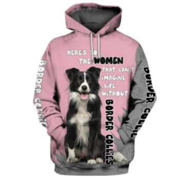  Loose And Fashion Pink Dog Pattern Animals Hoodie