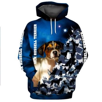 Oversize Blue Dog Pattern Animals Hoodie