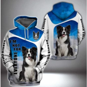 Loose And Fashion Blue White Dog Pattern Animals Hoodie