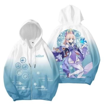  Genshin Impact Sangonomiya Kokomi Anime Zip-Up Hoodie