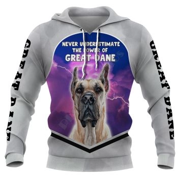 Oversize Purple White Dog Pattern Animals Hoodie