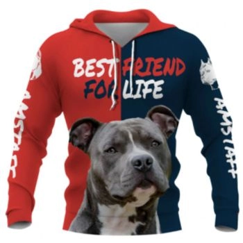 Cute Red Blue Dog Pattern Animals Hoodie