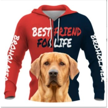 Cute Red Blue Dog Pattern Animals Hoodie