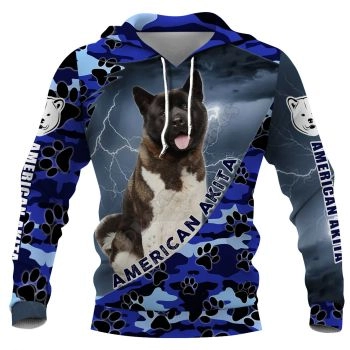 Oversize Blue Dog Pattern Animals Hoodie