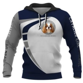 Precious And Gorgeous Blue White Dog Pattern Animals Hoodie