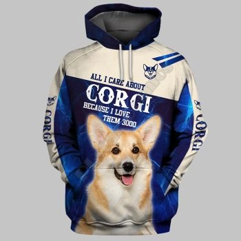 Popular And Vintage Blue White Dog Pattern Animals Hoodie