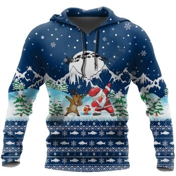 Gorgeous Blue White Tree Snow Fish Pattern Christmas Hoodie