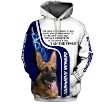 Oversize Blue White Dog Pattern Animals Hoodie