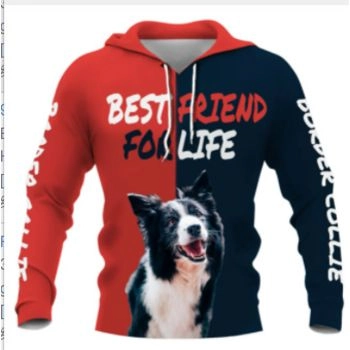 Loose Red Blue Dog Pattern Animals Hoodie