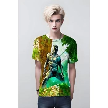 Black Panther Glowing Eyes Shirt - Green - Hypnotic and Mysterious Design