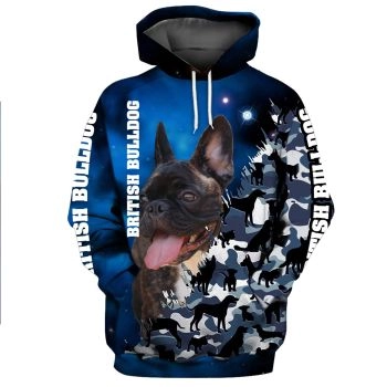 Elegance Blue Dog Pattern Animals Hoodie