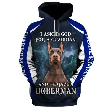 Oversize Blue Dog Pattern Animals Hoodie