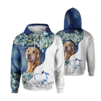 Cute Blue White Dog Pattern Animals Hoodie