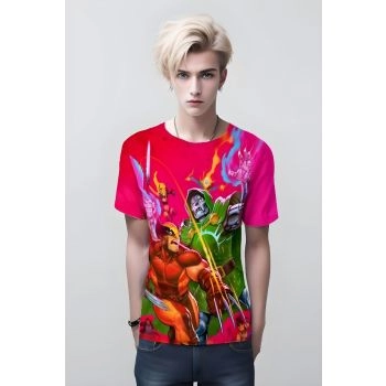 Face-Off with Doom - Wolverine Vs Doctor Doom Intense Pink Shirt