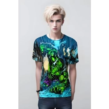 The Blue Hulk Face Close-Up T-Shirt: Hulk Face