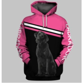 Gorgeous Black Pink Dog Pattern Animals Hoodie