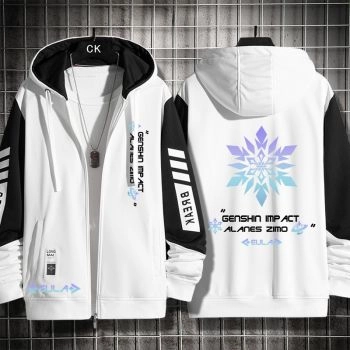 Durable Genshin Impact Eula Animer Zip-Up White Hoodie