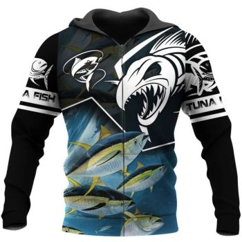 Fashion And Gorgeous Blue Fish Pattern Animals Zip-Up Hoodie