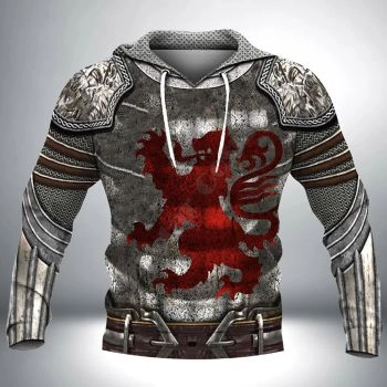 Precious Black Red Wolf Pattern Armor Hoodie