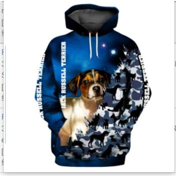 Precious Blue Dog Pattern Animals Hoodie