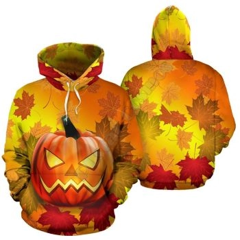 Fashion And Gorgeous Yellow Pumpkin Lamp Pattern Halloween Hoodie