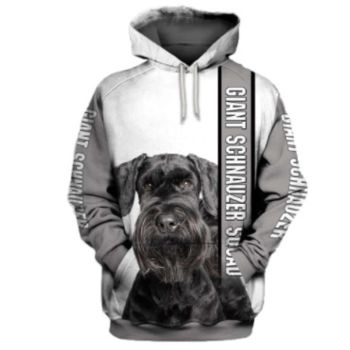 Cute Grey Dog Pattern Animals Hoodie