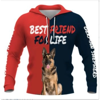 Pretty Red Blue Dog Pattern Animals Hoodie