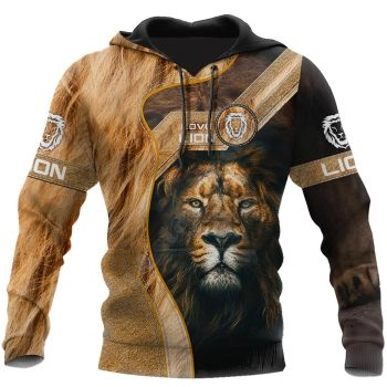 Classical And Elegance Brown Lion Pattern Tattoos Hoodie