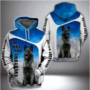 Vintage  Blue White Dog Pattern Animals Hoodie