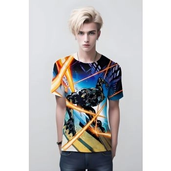 Black Panther Comic Style Shirt - Multicolor - Dynamic and Eye-catching Design