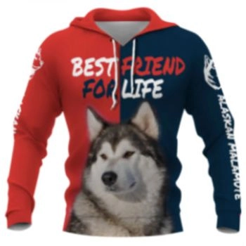 Fashion Red Blue Dog Pattern Animals Hoodie