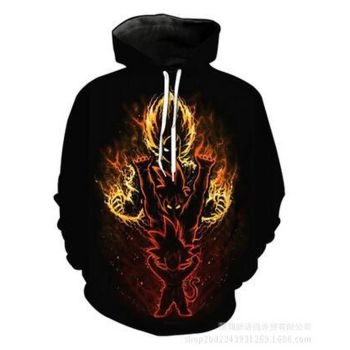 Loose And Gorgeous Black Headshot Pattern Dragonball Hoodie