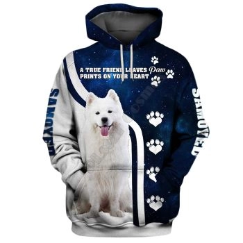 Generous And Beautiful White Blue Dog Pattern Animals Hoodie