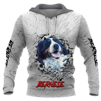 Loose Grey Dog Pattern Animals Hoodie