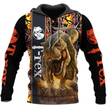 Precious And Cute Black Orange Dinosaurs Pattern Animals Hoodie